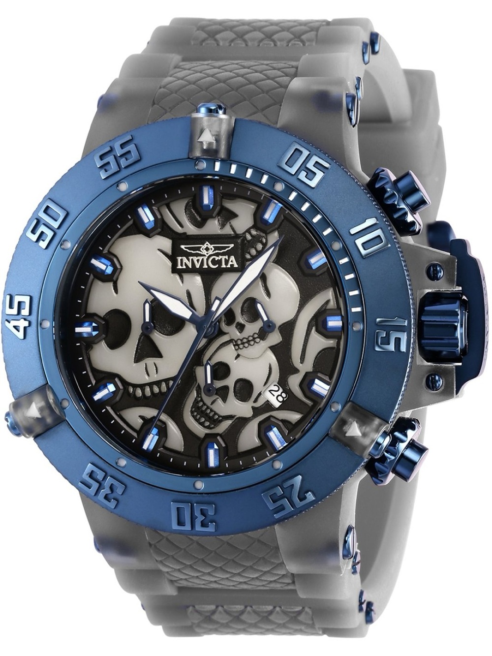 INVICTA Subaqua Chronograph Quartz Black Dial Skull Men's Watch 37329 New
